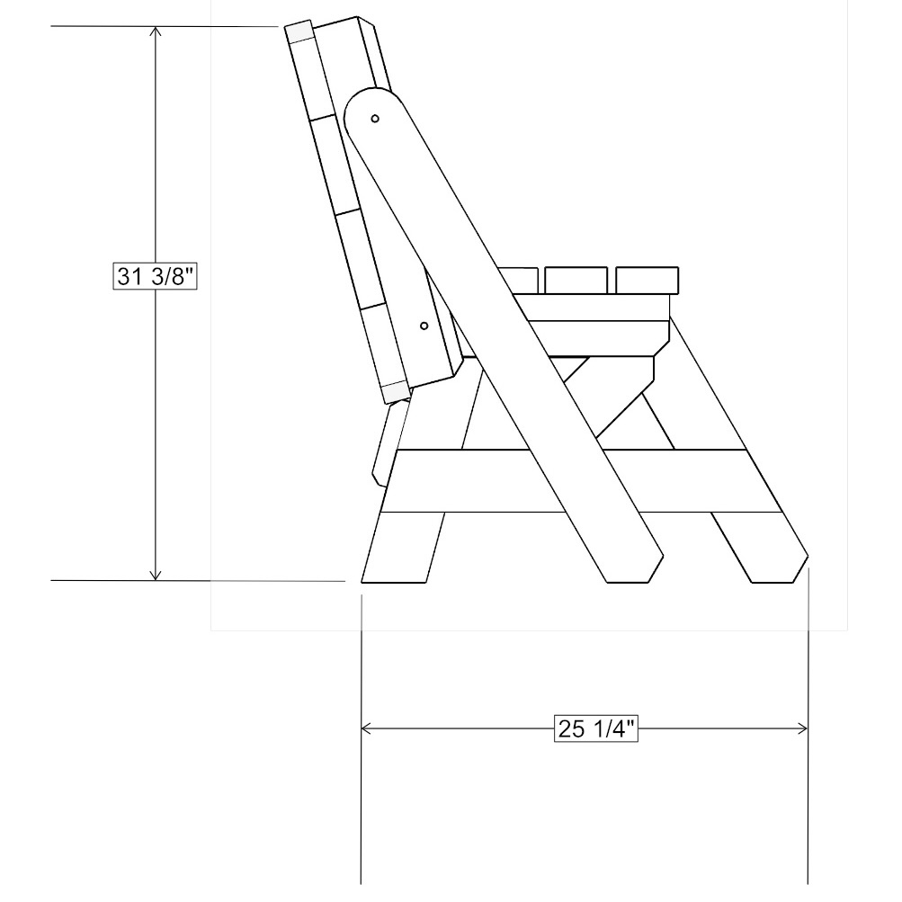 Folding picnic table diy plan side view